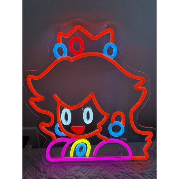 Princess Peach Super Mario Bros Dimmable Neon Light 13 Inches X 14.5 Inches - Picture 1 of 4